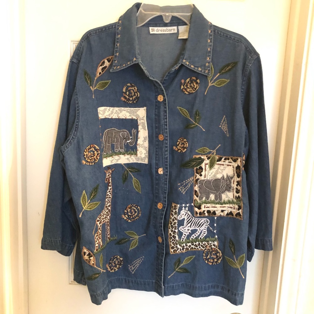 Dressbarn women’s chambray denim button down shirt